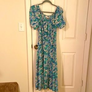 Ann Taylor loft midi dress. Blue floral. Never been worn